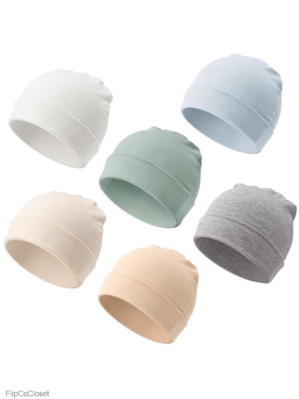 6 Pack Baby Newborn Beanie Hats Soft Rayon Spandex Unisex Infant Toddler 0-24
